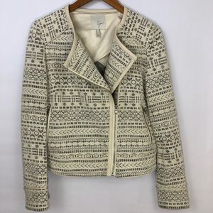 Joie Moto Aztec Print Jacket Leather Detail